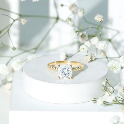 3 CT Certified Moissanite Cushion Cut Engagement Ring