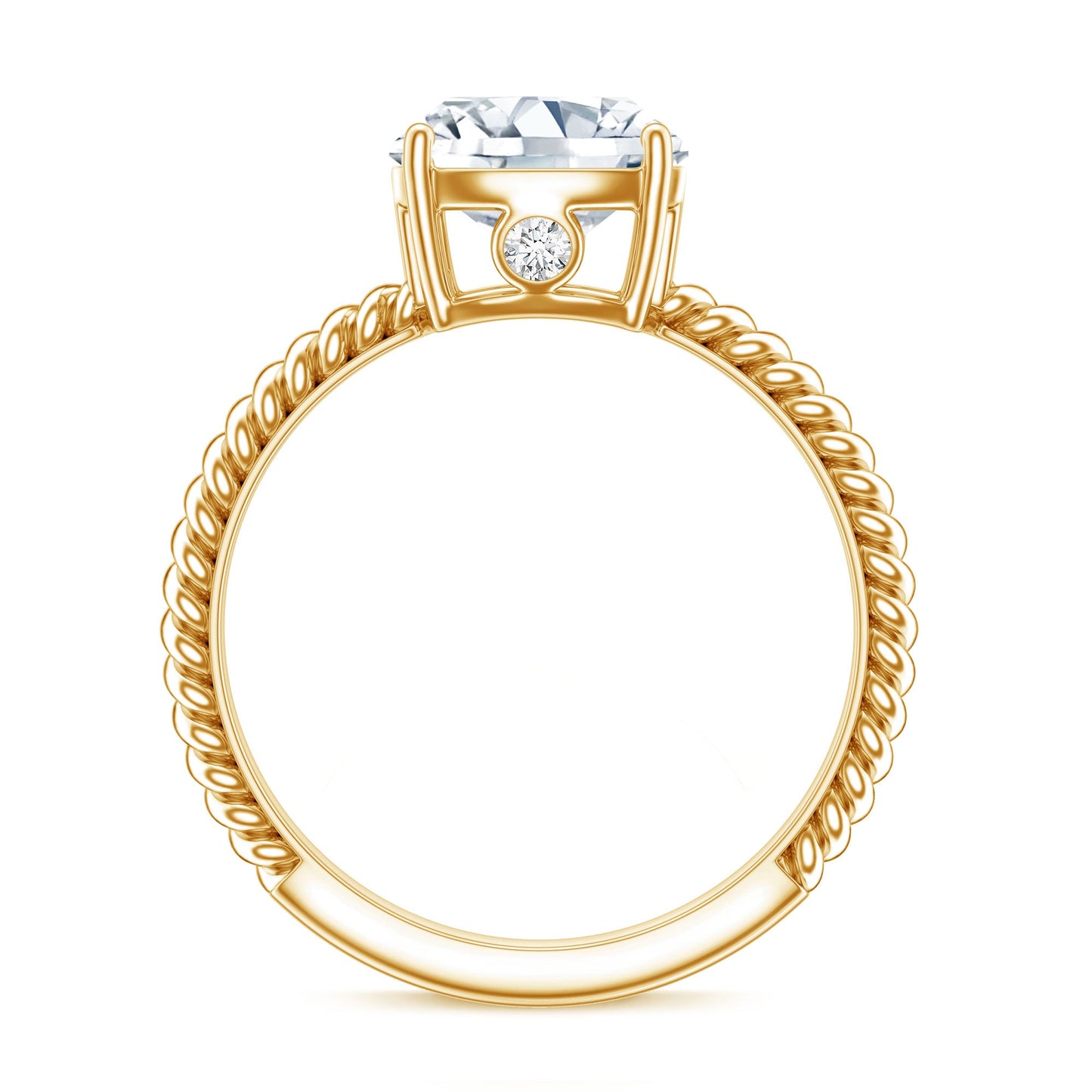 Cushion Cut Moissanite Solitaire Engagement Ring with Twisted Rope