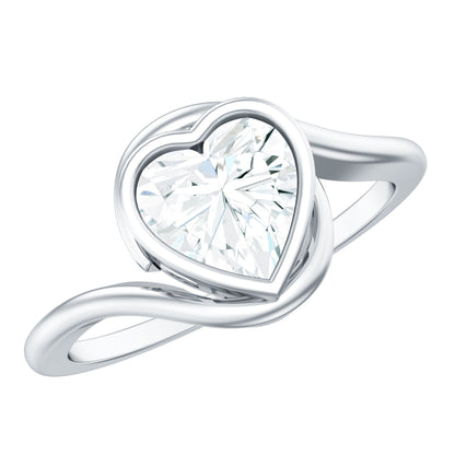Heart Shape Moissanite Bypass Engagement Ring for Women
