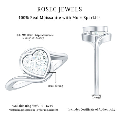 Heart Shape Moissanite Bypass Engagement Ring for Women