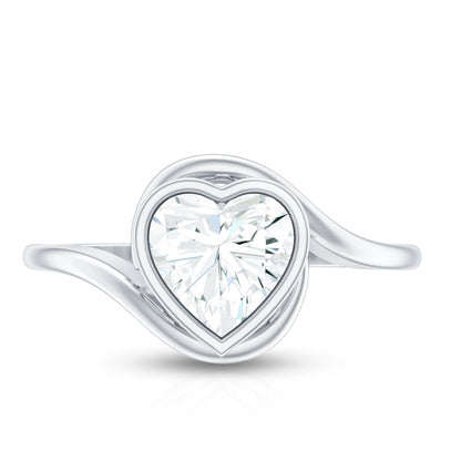 Heart Shape Moissanite Bypass Engagement Ring for Women