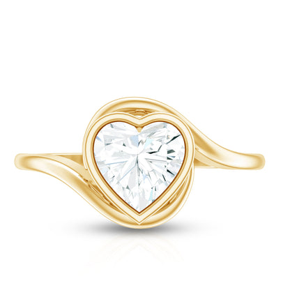 Heart Shape Moissanite Bypass Engagement Ring for Women