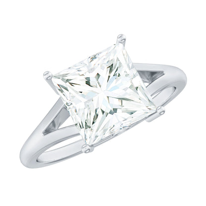 Certified 3 Carat Moissanite Princess Cut Engagement Ring with Split Shank