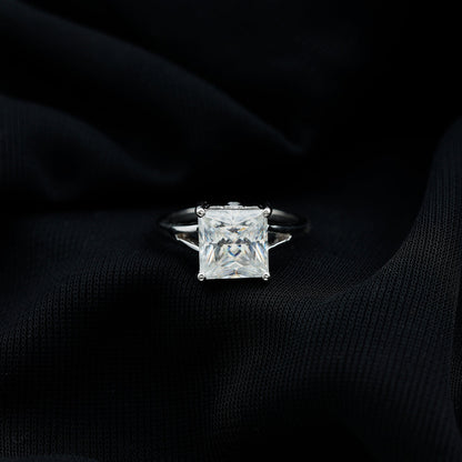 Certified 3 Carat Moissanite Princess Cut Engagement Ring with Split Shank