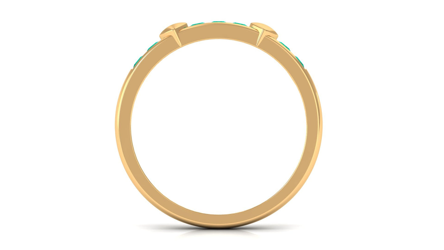 Natural Emerald Heart Eternity Ring in Channel Setting