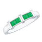 Princess Cut Real Emerald Band Ring in Channel Setting
