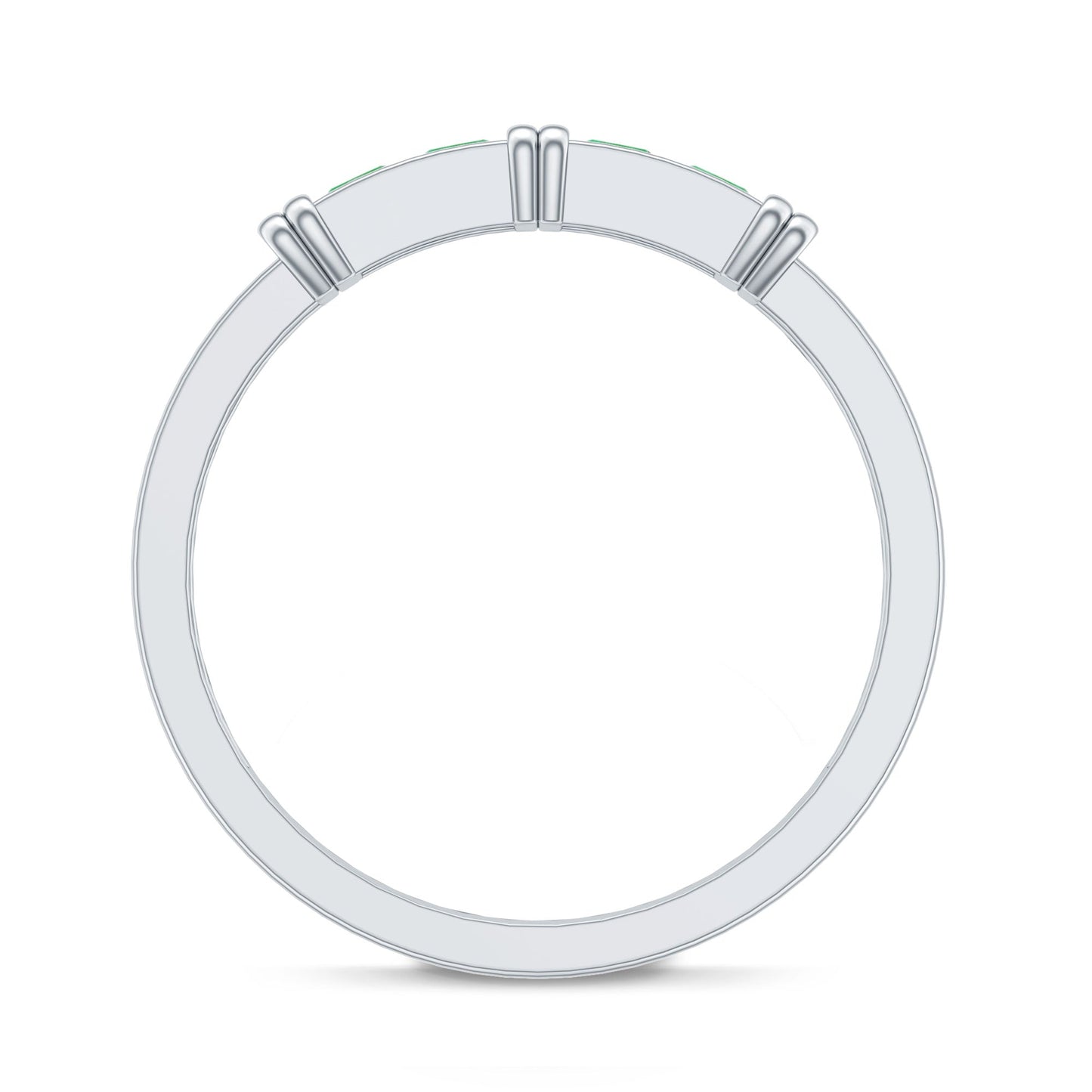 Princess Cut Real Emerald Band Ring in Channel Setting