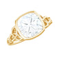 Cushion Cut Moissanite Solitaire Celtic Knot Ring in Bezel Setting