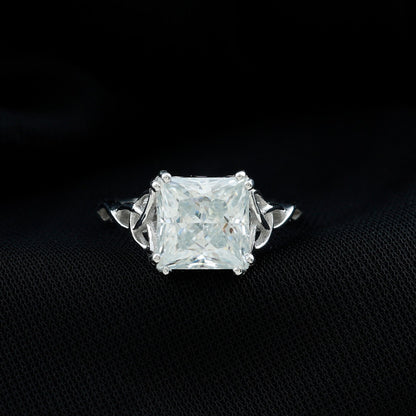 Moissanite Princess Cut Engagement Ring With Celtic Knot Design