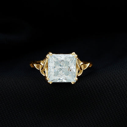 Moissanite Princess Cut Engagement Ring With Celtic Knot Design