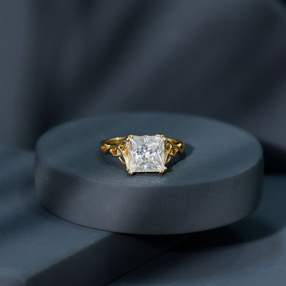 Moissanite Princess Cut Engagement Ring With Celtic Knot Design
