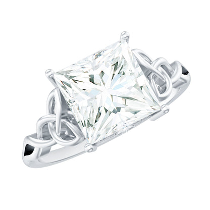 Princess Cut Moissanite Celtic Knot Engagement Ring for Women