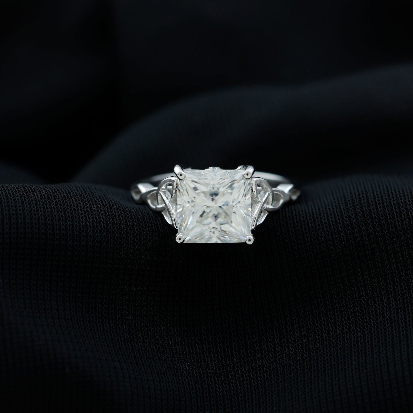 Princess Cut Moissanite Celtic Knot Engagement Ring for Women