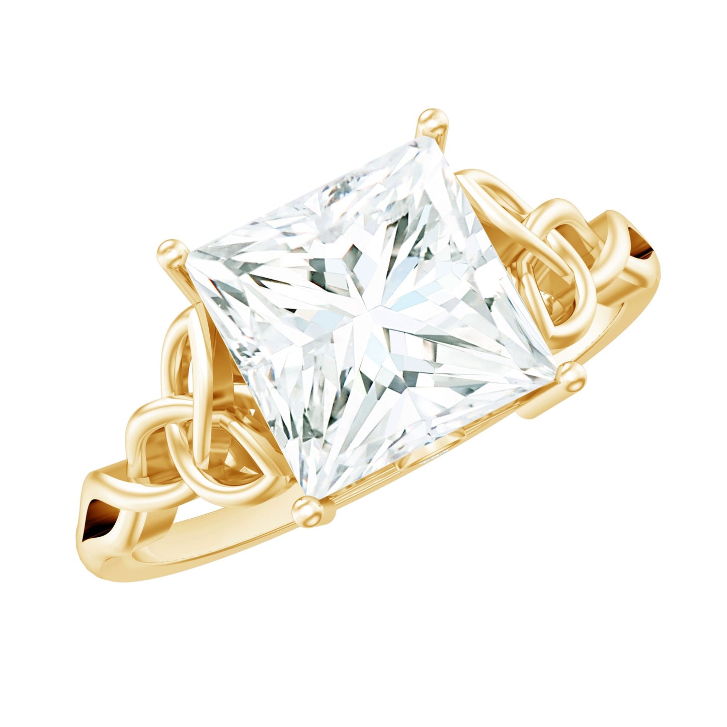 Princess Cut Moissanite Celtic Knot Engagement Ring for Women