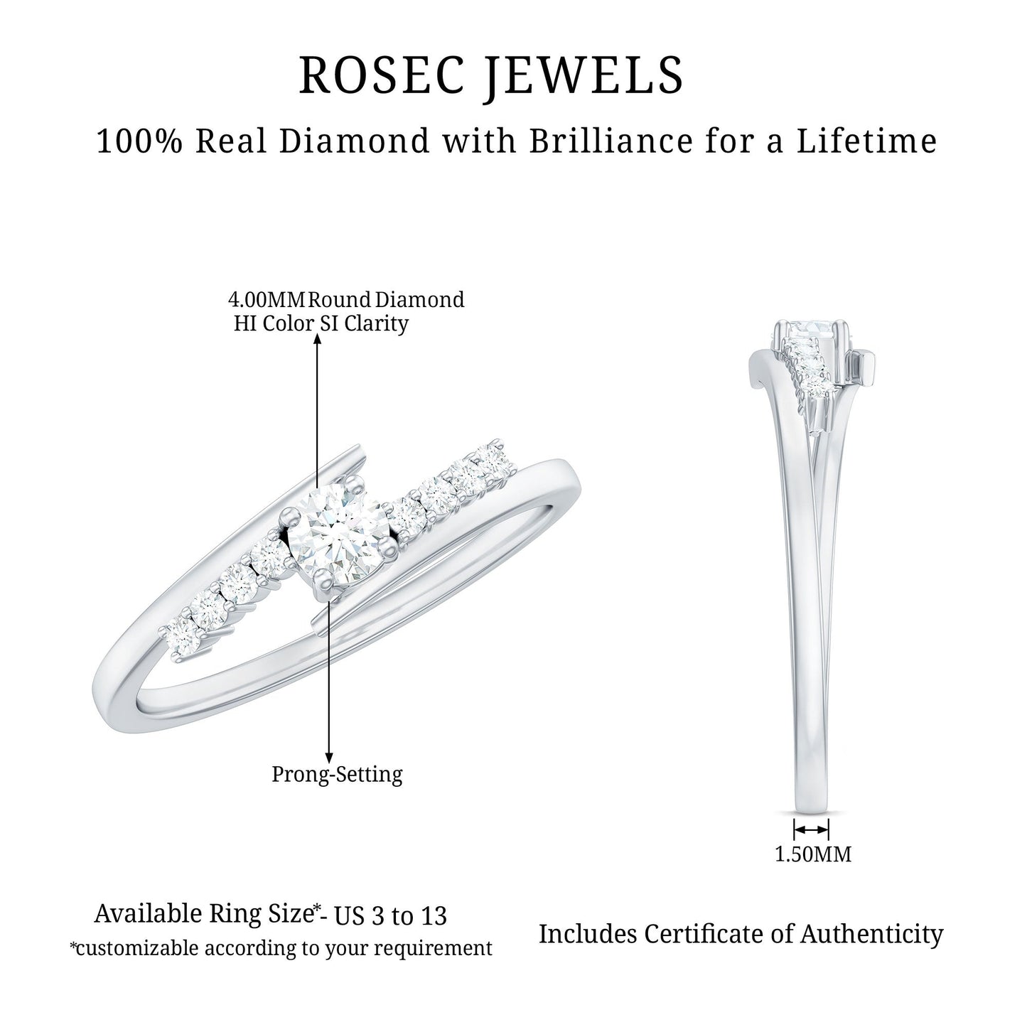 Diamond Promise Ring with Bypass Shank