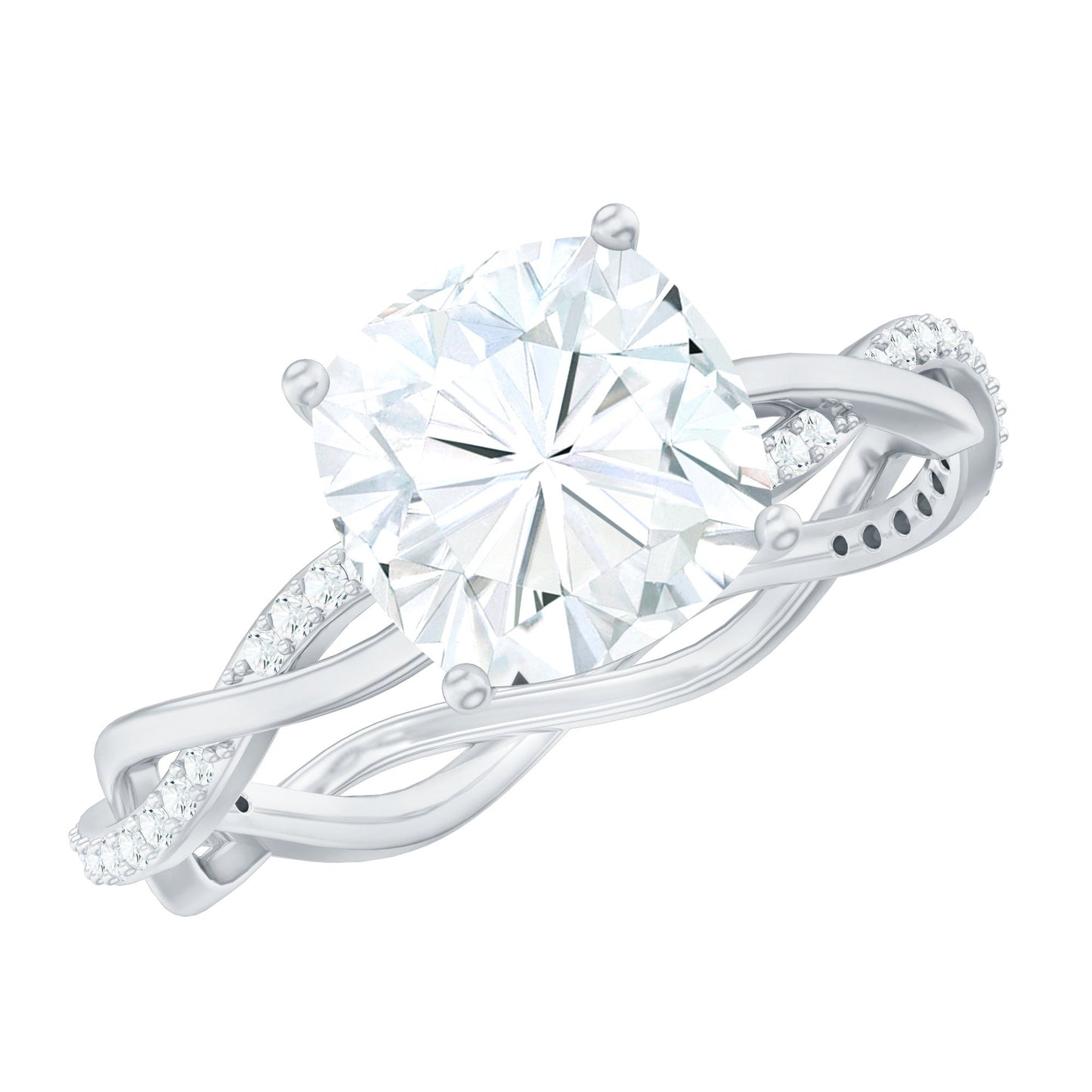 3 Carat Moissanite Cushion Cut Hidden Halo Engagement Rings