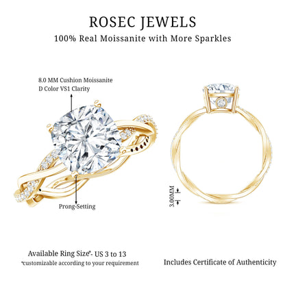 Cushion Cut Solitaire Moissanite Engagement Ring For Her