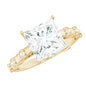 Princess Cut Moissanite Solitaire Engagement Ring with Spaced Accent