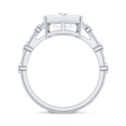 Bezel Set Moissanite Princess Cut Engagement Ring with Spaced Accent