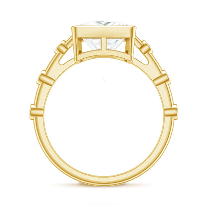 Bezel Set Moissanite Princess Cut Engagement Ring with Spaced Accent