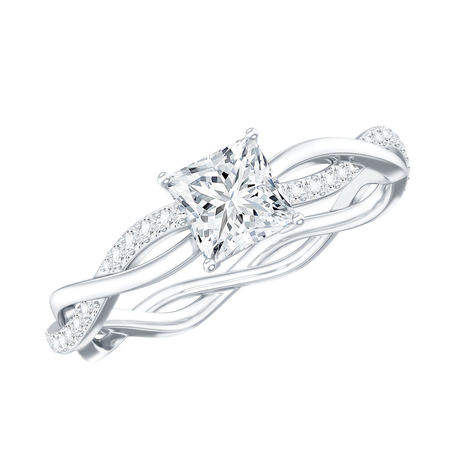 Princess Cut Moissanite Braided Engagement Ring for Women