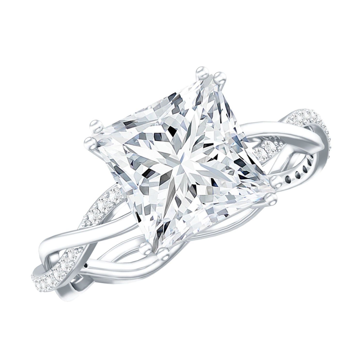 3 CT Princess Cut Moissanite Engagement Ring in Double Prong Setting