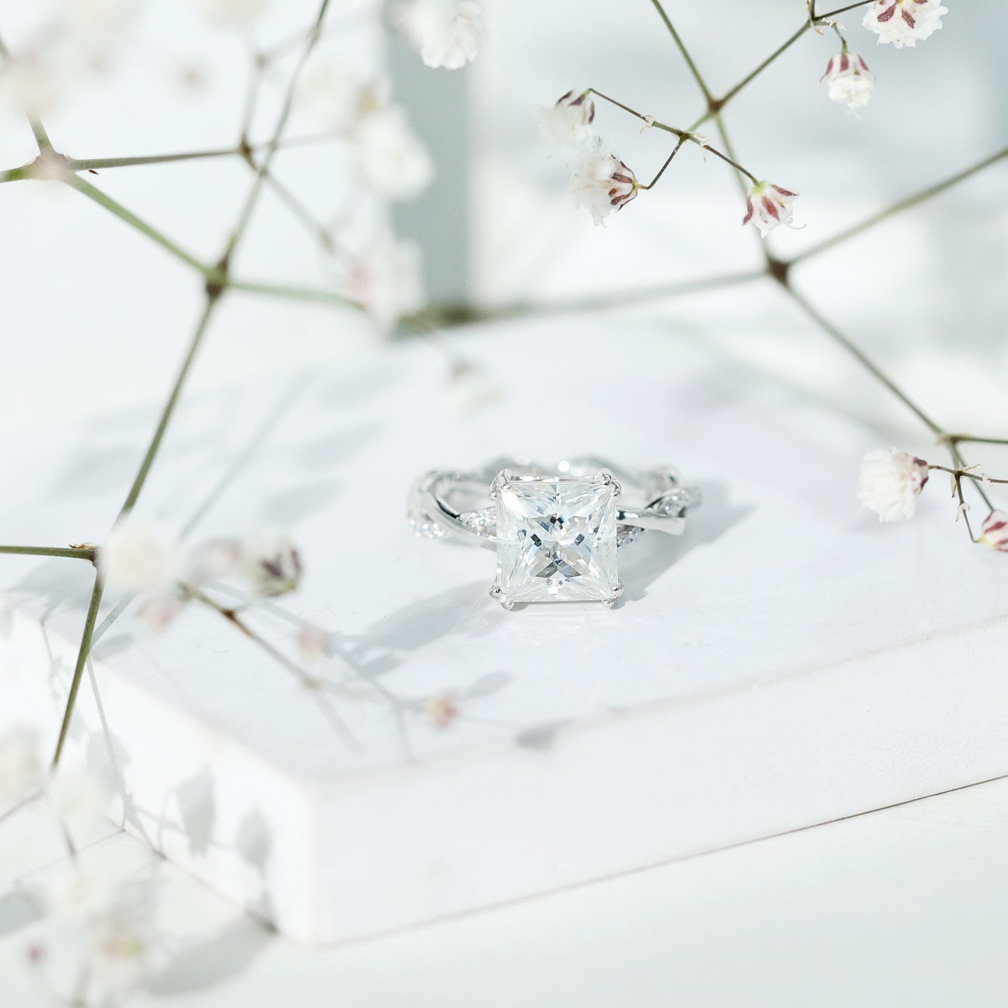 3 CT Princess Cut Moissanite Engagement Ring in Double Prong Setting