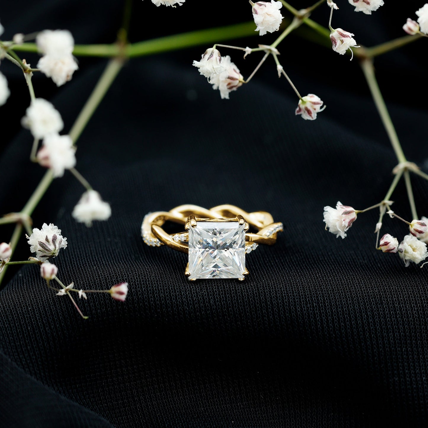 3 CT Princess Cut Moissanite Engagement Ring in Double Prong Setting