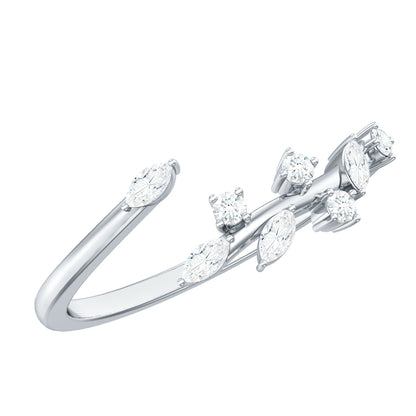 Marquise and Round Shape Natural Diamond Wrap Ring