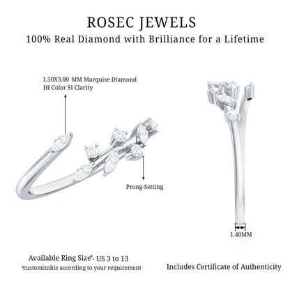 Marquise and Round Shape Natural Diamond Wrap Ring