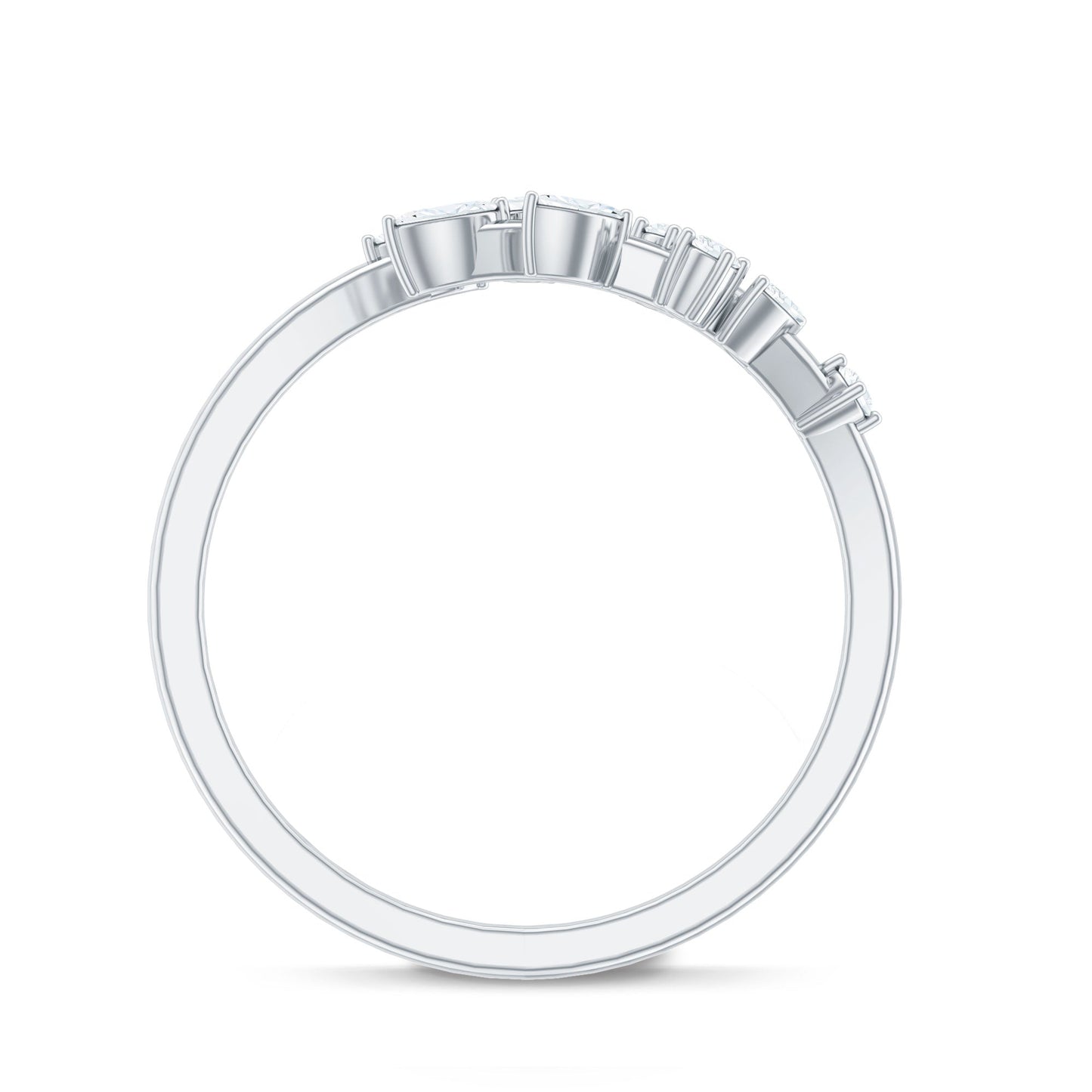 Marquise and Round Shape Natural Diamond Wrap Ring