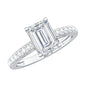 Certified Moissanite Emerald Cut Engagement Ring with Hidden Halo