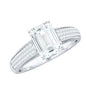 Emerald Cut Moissanite Side Stone Engagement Ring
