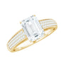 Emerald Cut Moissanite Side Stone Engagement Ring