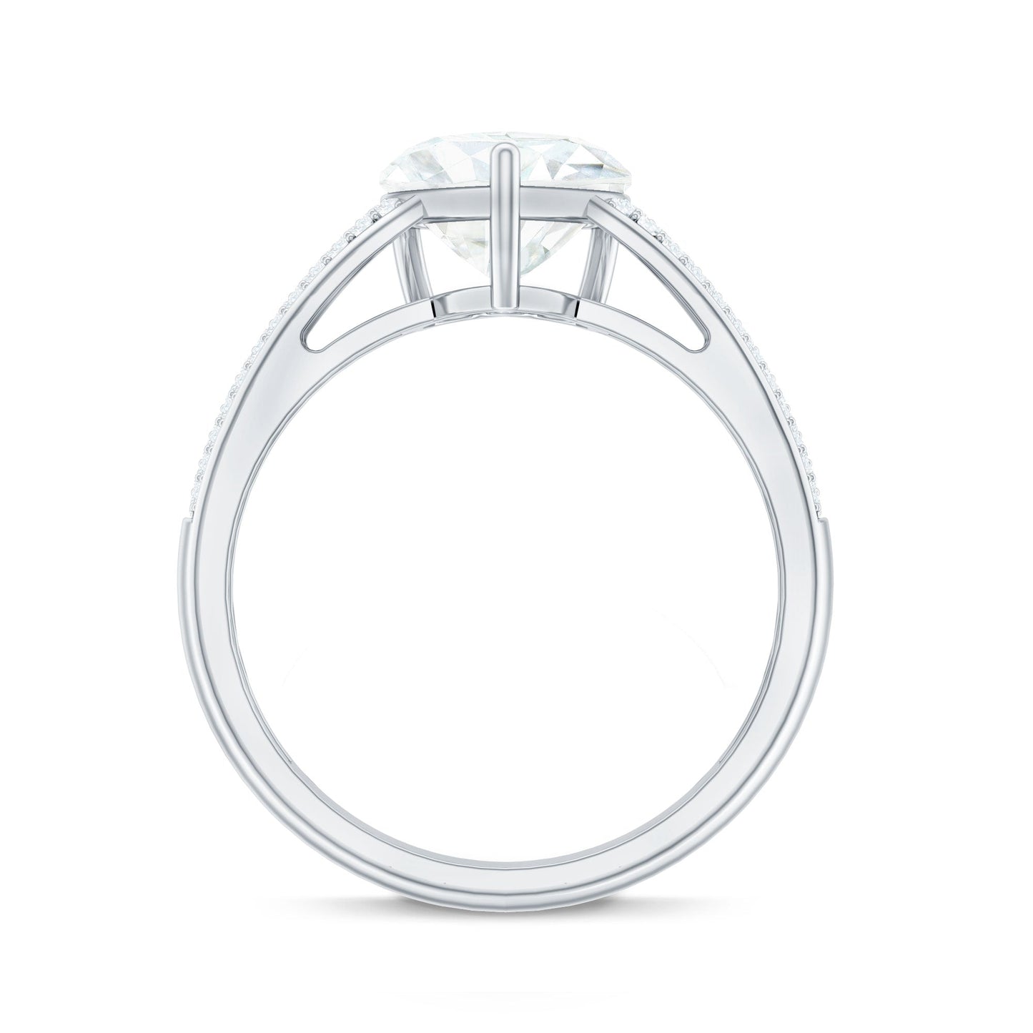 Certified Moissanite Heart Engagement Ring with Side Stones