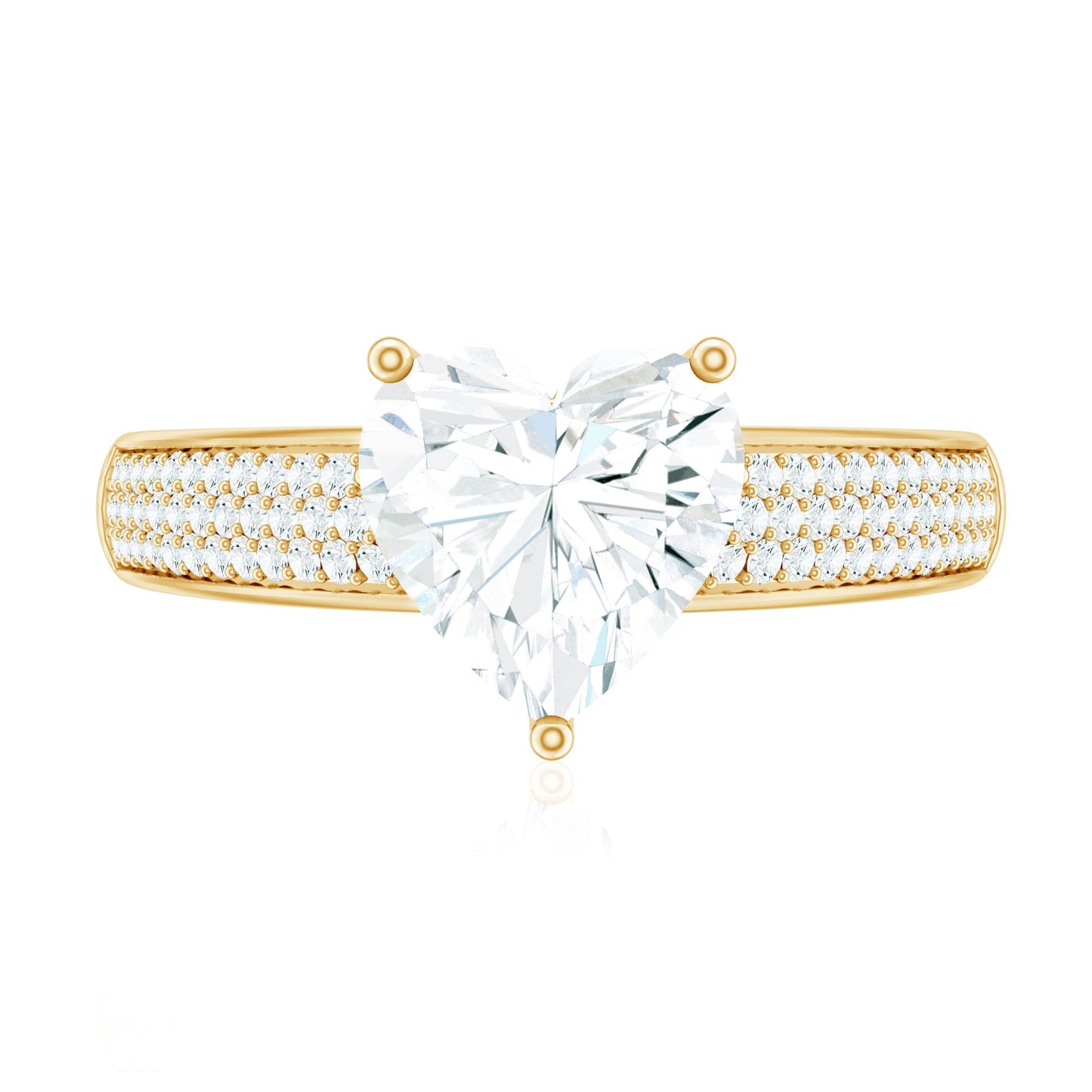 Certified Moissanite Heart Engagement Ring with Side Stones