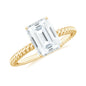 Emerald Cut Moissanite Engagement Ring with Twisted Rope Design