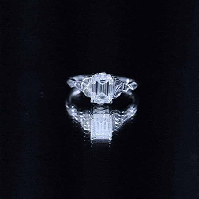 1.8 Carat Emerald Cut Moissanite Engagement Ring with Celtic Details