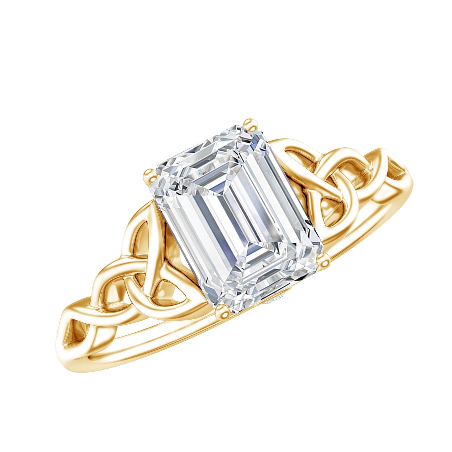 1.8 Carat Emerald Cut Moissanite Engagement Ring with Celtic Details