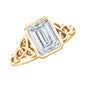 Bezel Set Emerald Cut Moissanite Celtic Engagement Ring