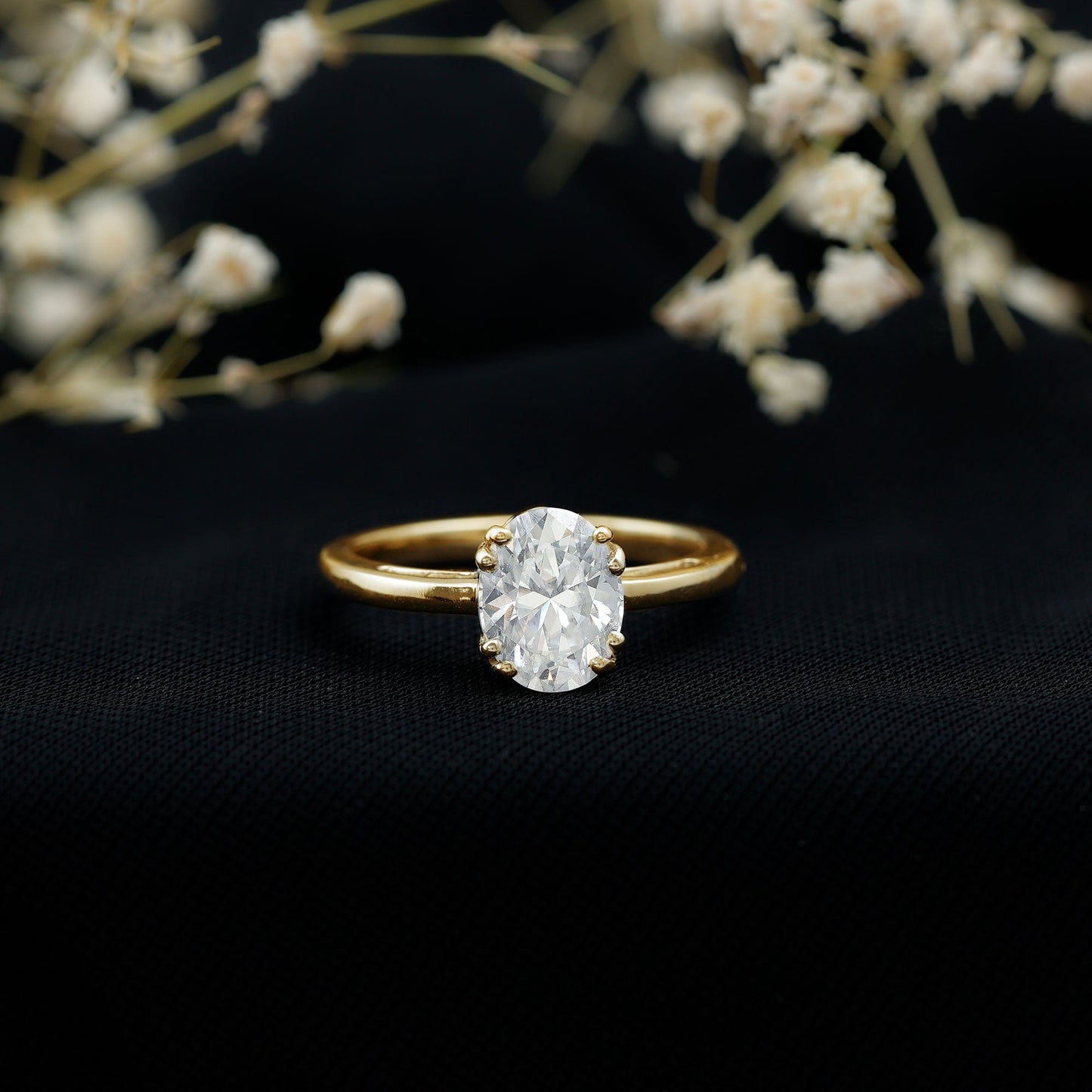 Certified 2 CT Moissanite Oval Cut Engagement Ring