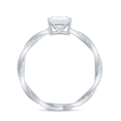 Emerald Cut Moissanite Solitaire Engagement Ring with Braided Band