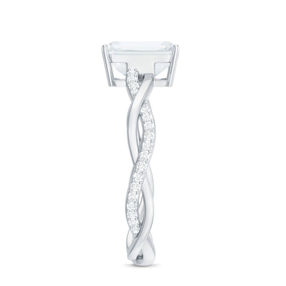 Emerald Cut Moissanite Solitaire Engagement Ring with Braided Band