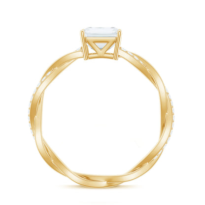 Emerald Cut Moissanite Solitaire Engagement Ring with Braided Band