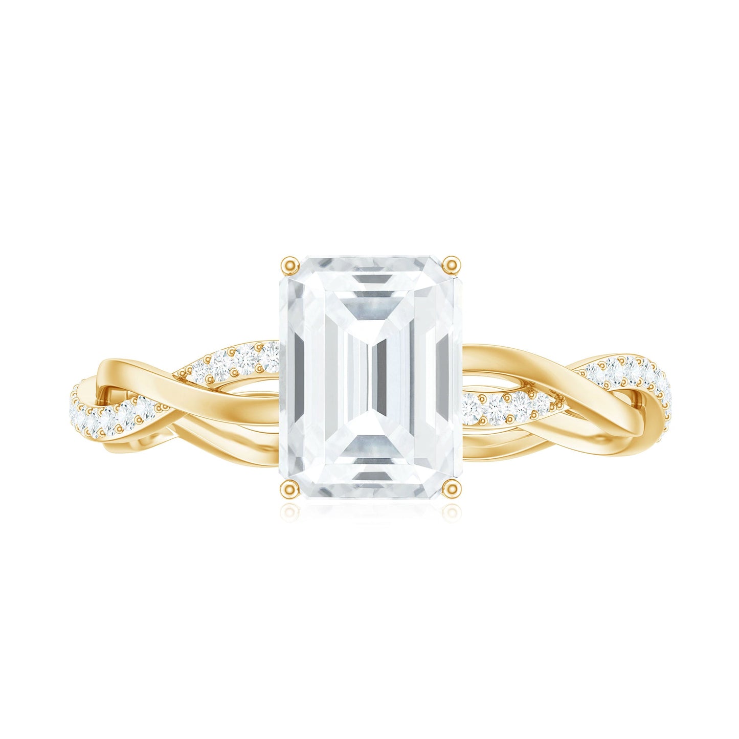 Emerald Cut Moissanite Solitaire Engagement Ring with Braided Band