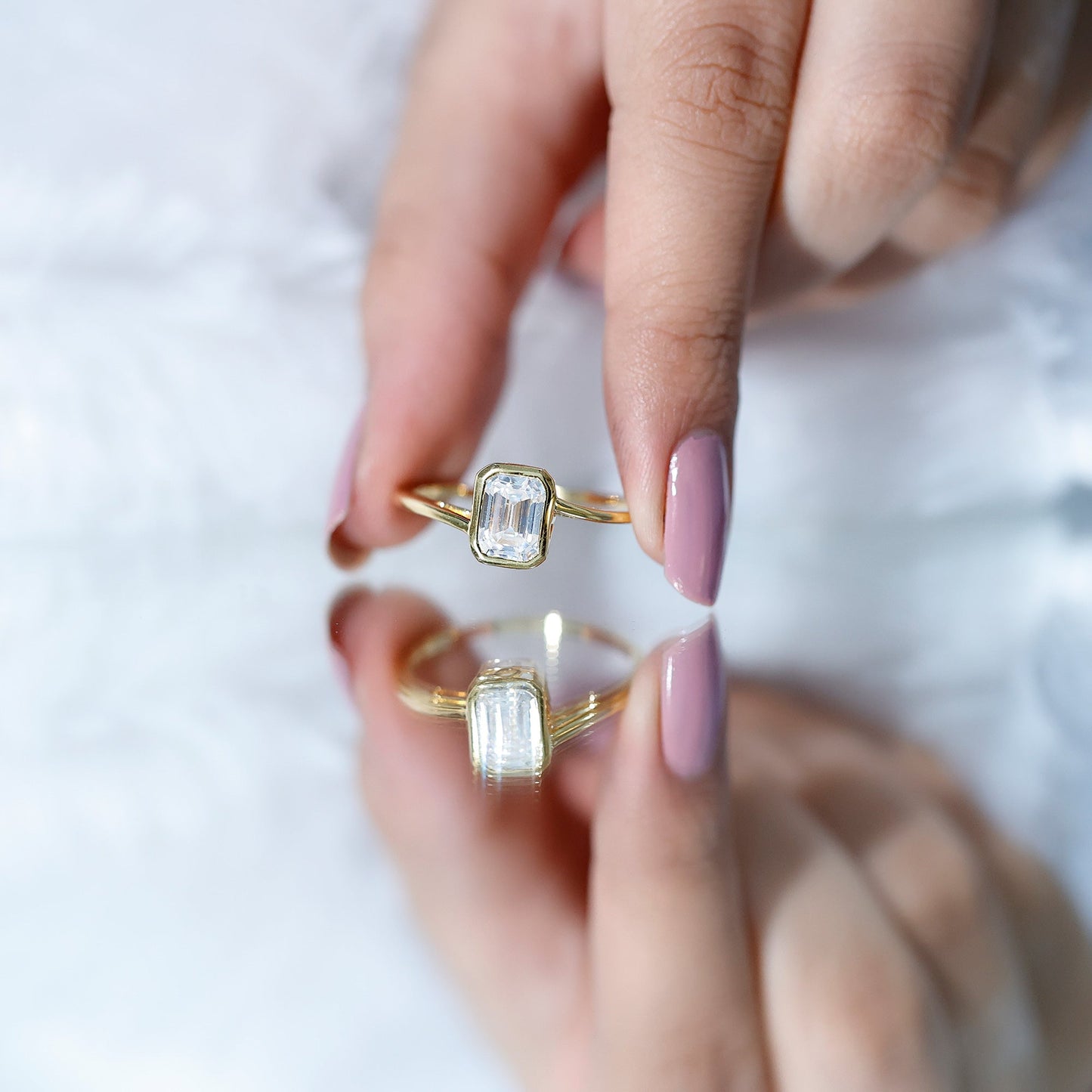 1.8 Emerald Cut Moissanite Engagement Ring For Women