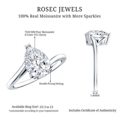 Pear Engagement Ring With Certified Moissanite