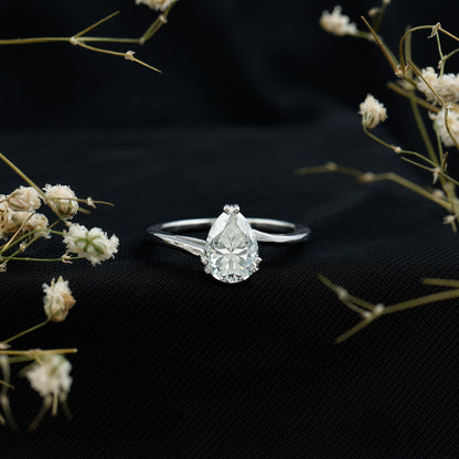 Pear Engagement Ring With Certified Moissanite