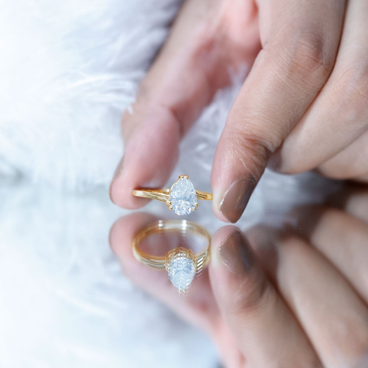 Pear Engagement Ring With Certified Moissanite