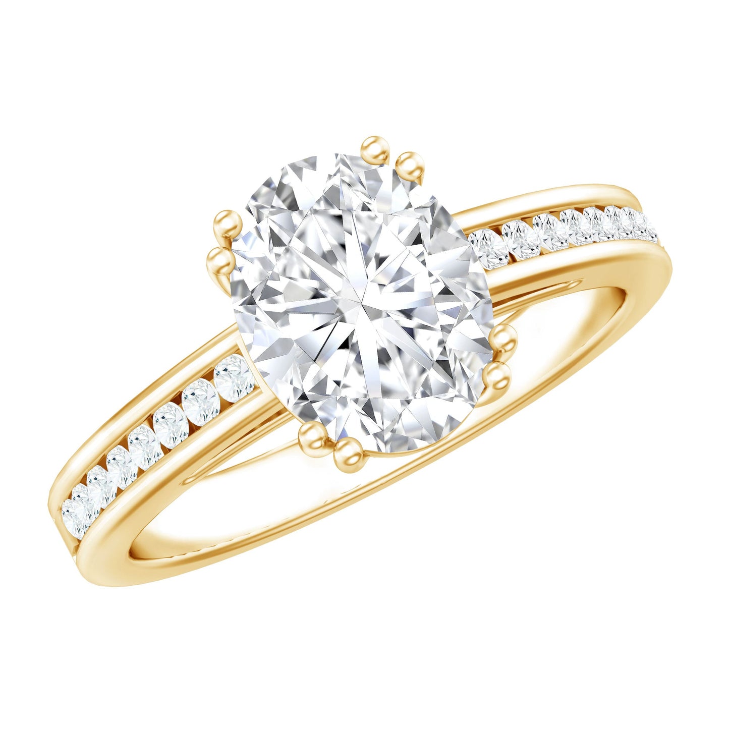 Certified Moissanite Oblong Engagement Ring in Double Prong Setting